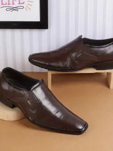 Metro Men Leather Round Toe Formal Slip-Ons