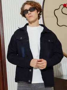 Campus Sutra Men Lightweight Denim Jacket with Embroidered