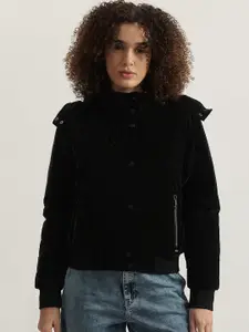 ELLE Women Bomber Jacket with Detachable Hood
