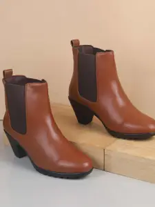 Metro Women Round Toe Block Heel Chelsea Boots