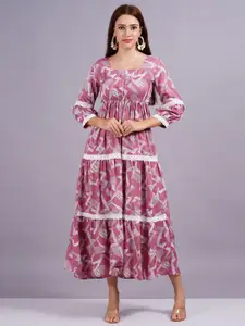 HIGHLIGHT FASHION EXPORT Printed Fit & Flare Midi Dress