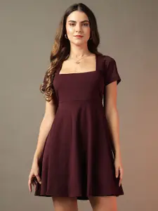 Trend Arrest Women Square Neck Fit & Flare Mini Dress