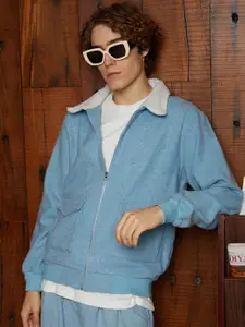 Campus Sutra Men Colourblocked Lightweight Biker Jacket with Embroidered