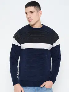 Duke Men Colourblocked Round Neck Pullover Sweater
