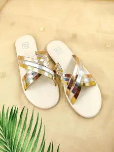 POSTCARD Women Printed Open Toe Flats with Tassels