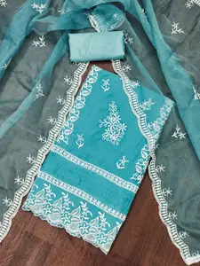 KIMISHA Floral Embroidered Organza Unstitched Dress Material