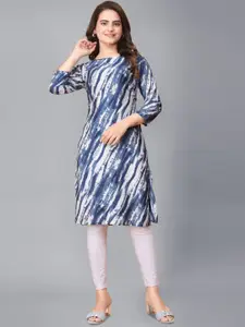 AK FASHION MALL Abstract Printed Boat Neck Crepe Straight Kurta