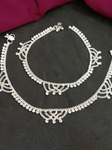 Efulgenz Set Of 2 Rhodium-Plated Anklets