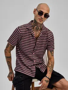 Snitch Smart Slim Fit Horizontal Striped Casual Shirt