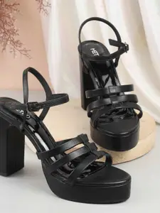 Metro Women Buckled High-Top Block Heel Sandals