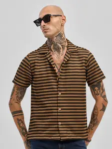 Snitch Men Smart Slim Fit Horizontal Stripes Striped Casual Shirt