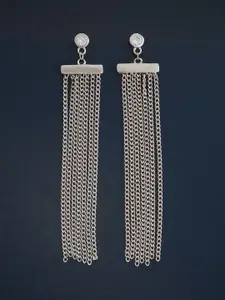 Kushal's Fashion Jewellery  Sterling Silver Zircon Rhodium-Plated Drop Earrings