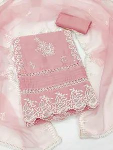 KIMISHA Embroidered Thread Work Organza Unstitched Dress Material