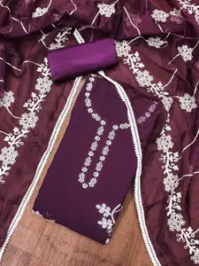 KIMISHA Floral Embroidered Beads and Stones Unstitched Dress Material