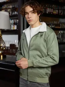 Campus Sutra Men Fleece-Lined Bomber Jacket