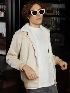 Campus Sutra Men Colourblocked Suede Lightweight Bomber Jacket