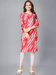 AK FASHION MALL Abstract Printed Round Neck Crepe Straight Kurta
