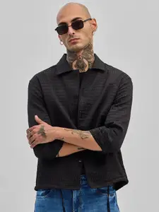 Snitch Men Smart Slim Fit Self-Design Casual Shirt