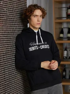 Campus Sutra Men Printed Hooded Pullover Cotton Sweatshirt