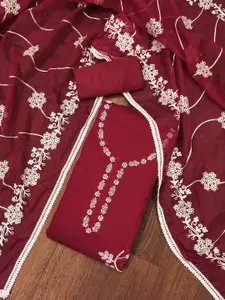 KIMISHA Floral Embroidered Beads and Stones Unstitched Dress Material