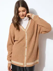 SASSAFRAS Women Acrylic Front-Open Oversized Sweater
