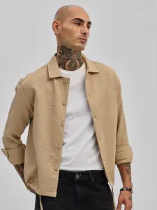 Snitch Men Smart Slim Fit Self-Design Casual Shirt