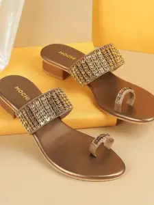 Mochi Women Embellished Open Toe Block Sandals