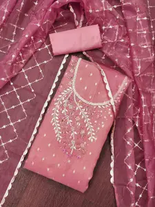 KIMISHA Floral Embellished Beads and Stones Unstitched Dress Material