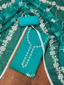 KIMISHA Floral Embroidered Beads and Stones Unstitched Dress Material