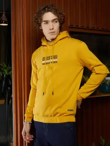 Campus Sutra Men Cotton Typography Printed Hooded Long Sleeves Pullover Sweatshirt