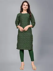 AK FASHION MALL Floral Printed Thread Work Crepe Straight Kurta