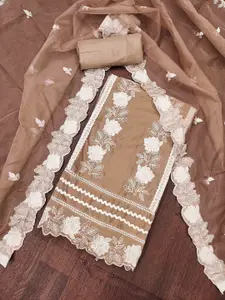 KIMISHA Embroidered Thread Work Organza Unstitched Dress Material