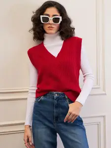 SASSAFRAS Women V-Neck Crop Sweater Vest