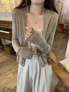 KPOP Women Shawl Collar Front-Open Sweaters