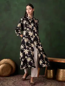 Sangria Women Floral Printed Mandarin Collar A-Line Kurta