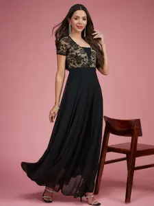 Miss Chase Self Design Georgette Maxi Dress