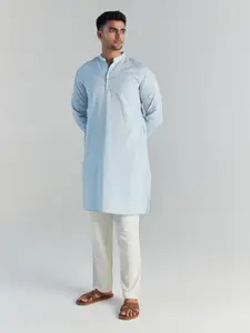 SAADAA Mandarin Collar Pure Cotton Straight Kurta