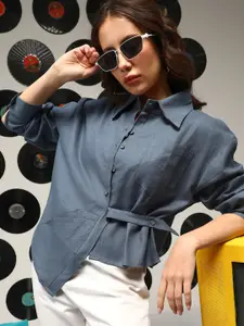 PINACOLADA Women Comfort Spread Collar Solid Casual Shirt