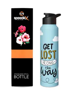 Speedex Blue & Black Typography Printed Stainless Steel Single Wall Vacuum Water Bottle 1L