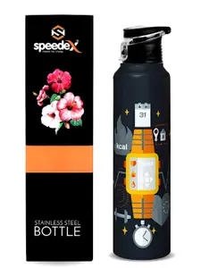 Speedex Black Abstract Printed Stainless Steel Single Wall Vacuum Water Bottle 1L