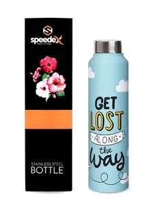 Speedex Blue Typography Printed Stainless Steel Single Wall Vacuum Water Bottle 1 L