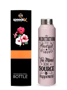 Speedex Pink Stainless Steel Typography Printed Single Wall Vacuum Water Bottle 1L