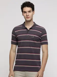 Crocodile Men Striped Polo Collar Slim Fit T-shirt