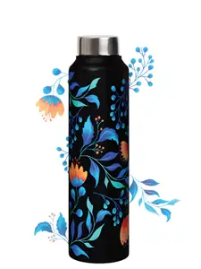 Speedex Black Single Stainless Steel Floral Printed Single Wall Vacuum Water Bottle 1L