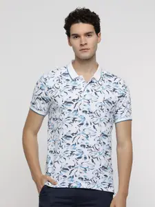 Crocodile Men Printed Polo Collar Raw Edge Slim Fit T-shirt