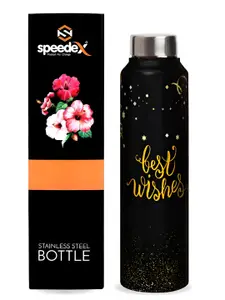 Speedex Black Abstract Printed Stainless Steel Single Wall Vacuum Water Bottle 1L