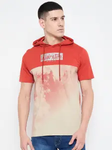 Duke Men Colourblocked Printed Hooded Slim Fit T-shirt