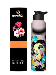Speedex Pink and Black Single Stainless Steel Printed Single Wall Vacuum Water Bottle 1L