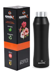 Speedex Black Stainless Steel Brand Logo Printed Single Wall Vacuum Water Bottle 1L