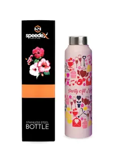 Speedex Pink Stainless Steel Conversational Printed Single Wall Vacuum Water Bottle 1L